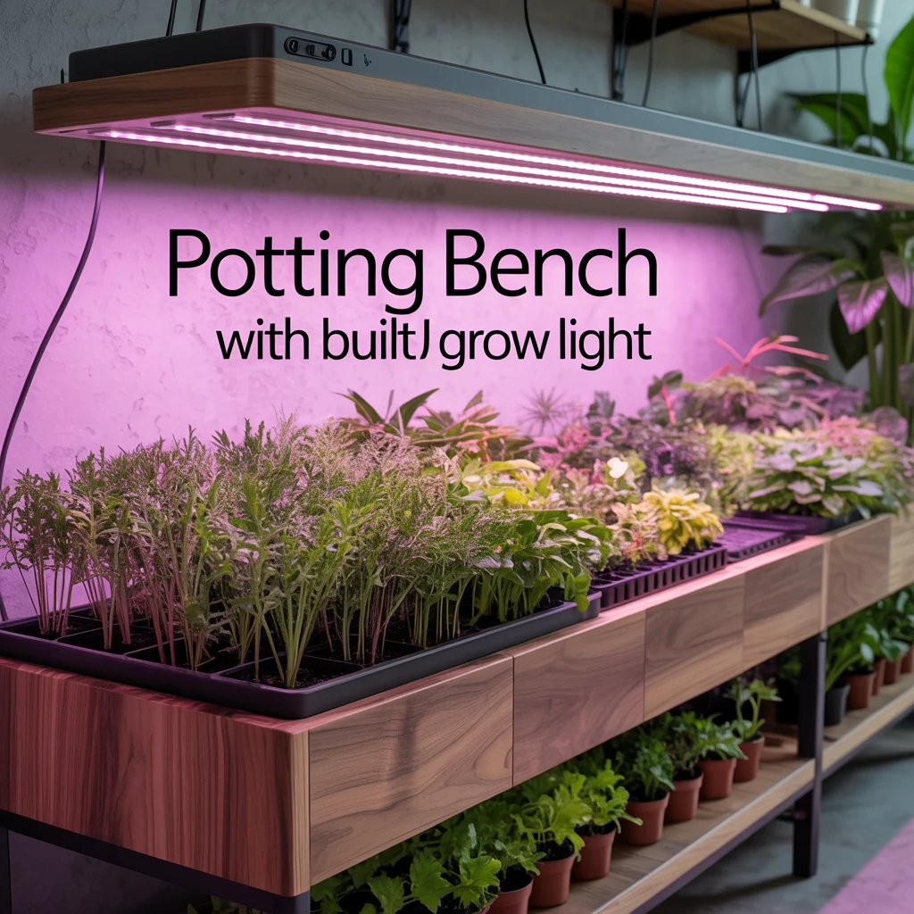 Potting Bench With Built-In Grow Light