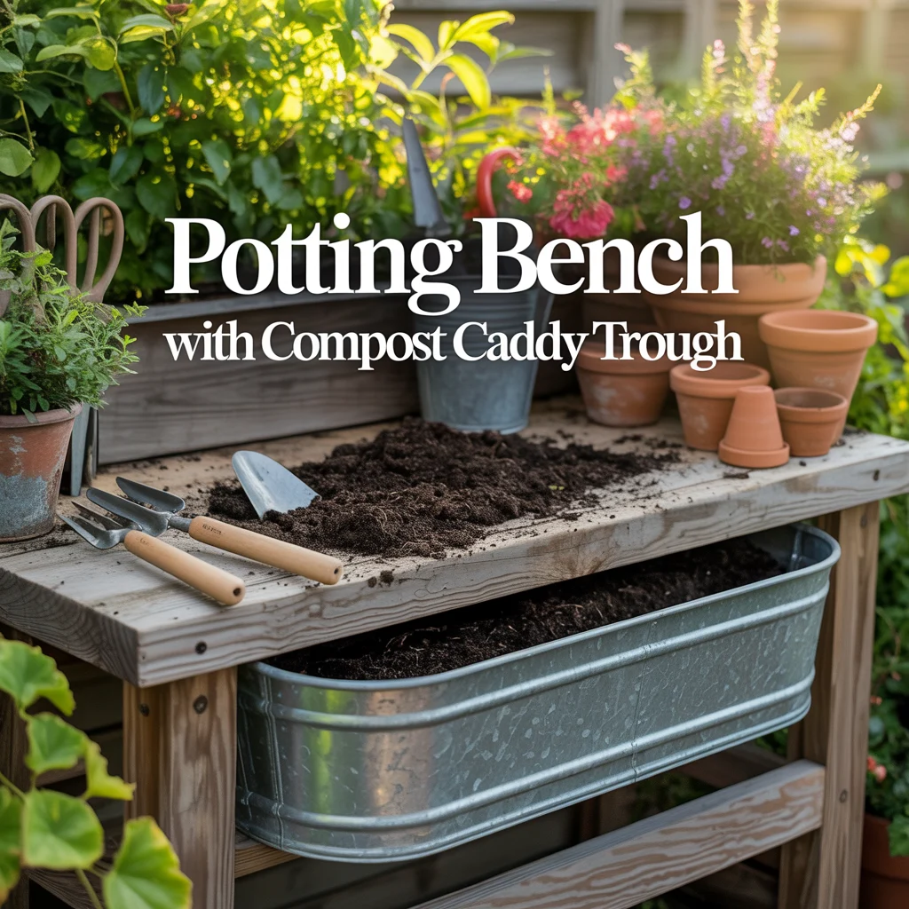 Potting Bench With Compost Caddy Trough