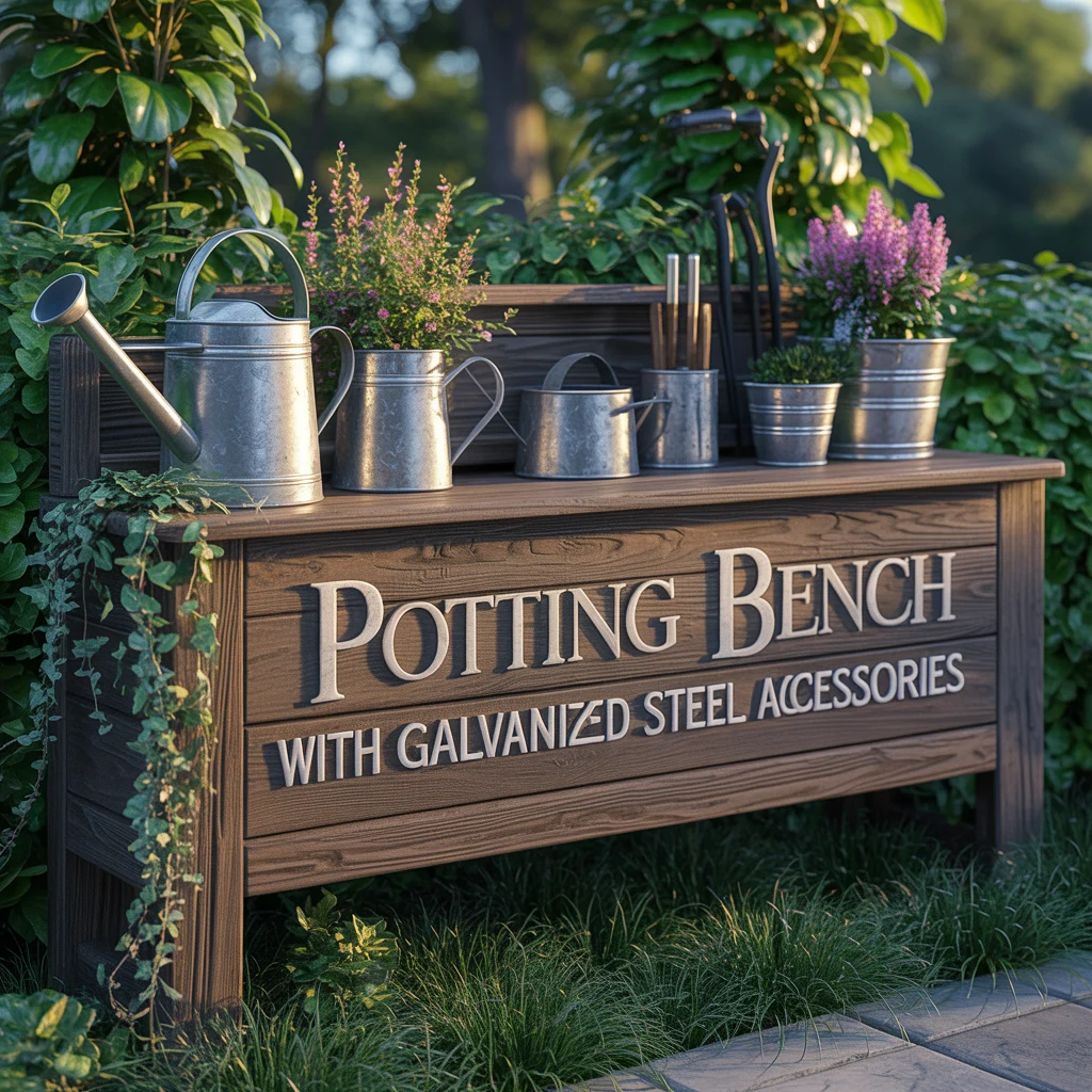 Potting Bench With Galvanized Steel Accessories