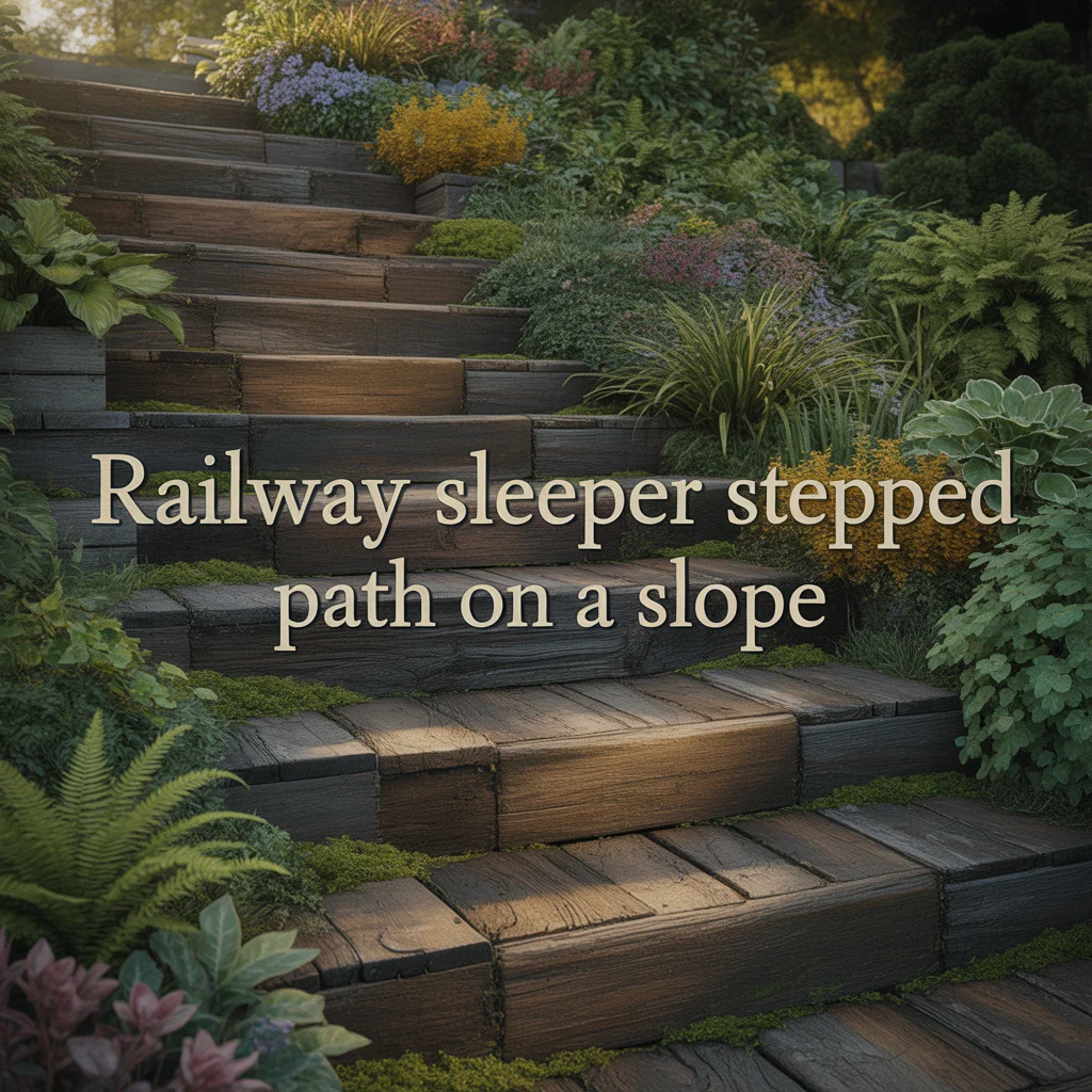 Railway Sleeper Stepped Path on a Slope