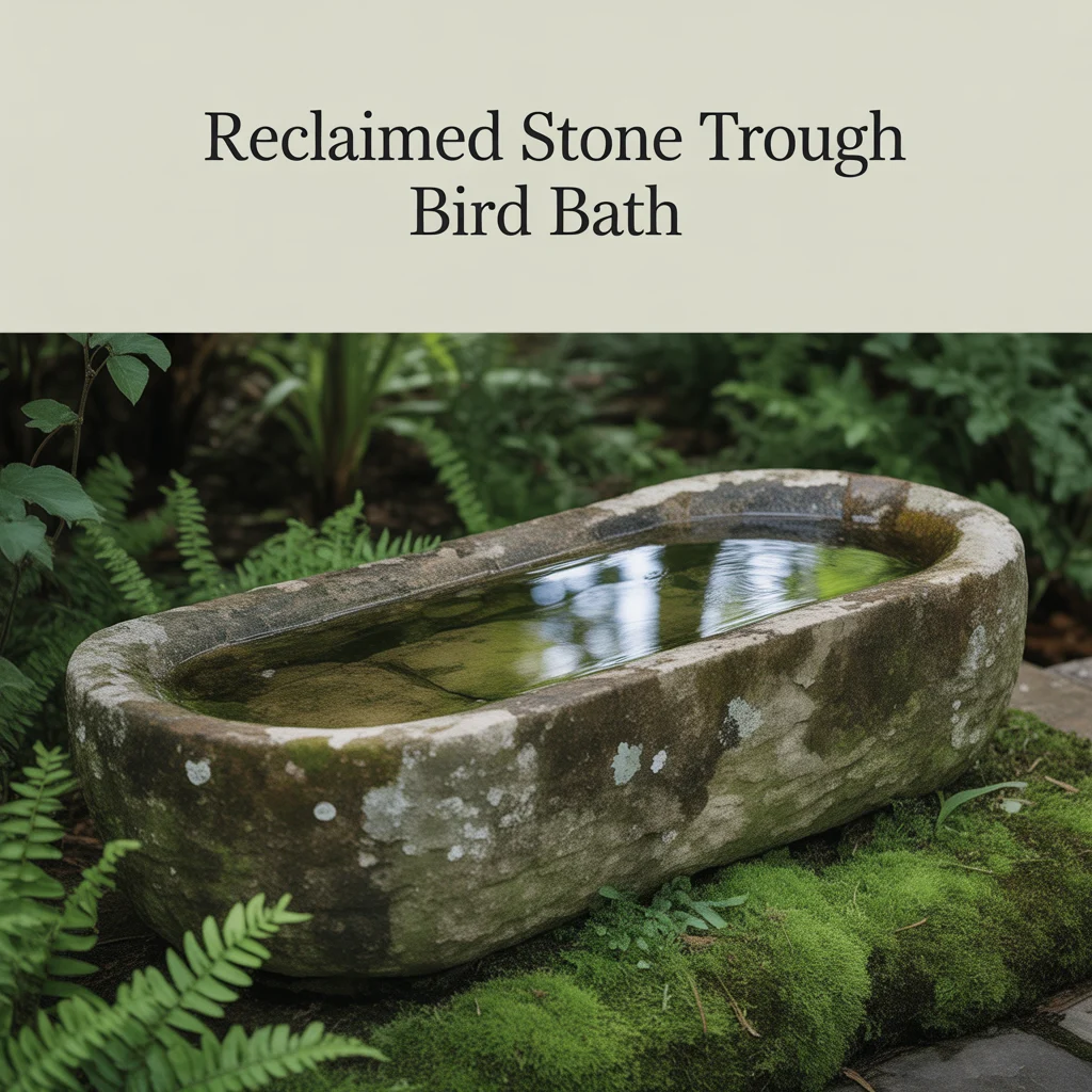 Reclaimed Stone Trough Bird Bath