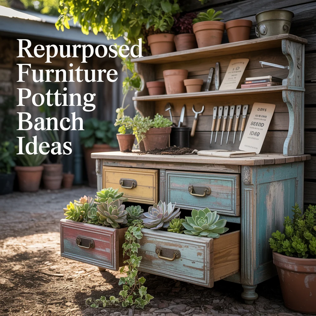 Repurposed Furniture Potting Bench Ideas