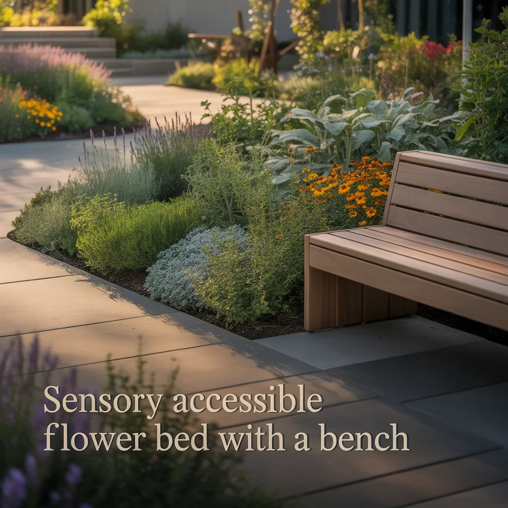 Sensory Accessible Flower Bed With a Bench