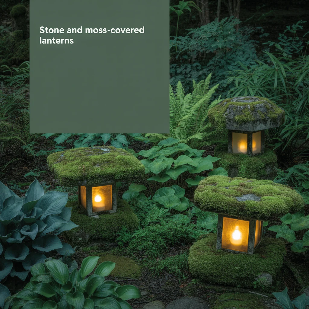 Stone and Moss-Covered Lanterns