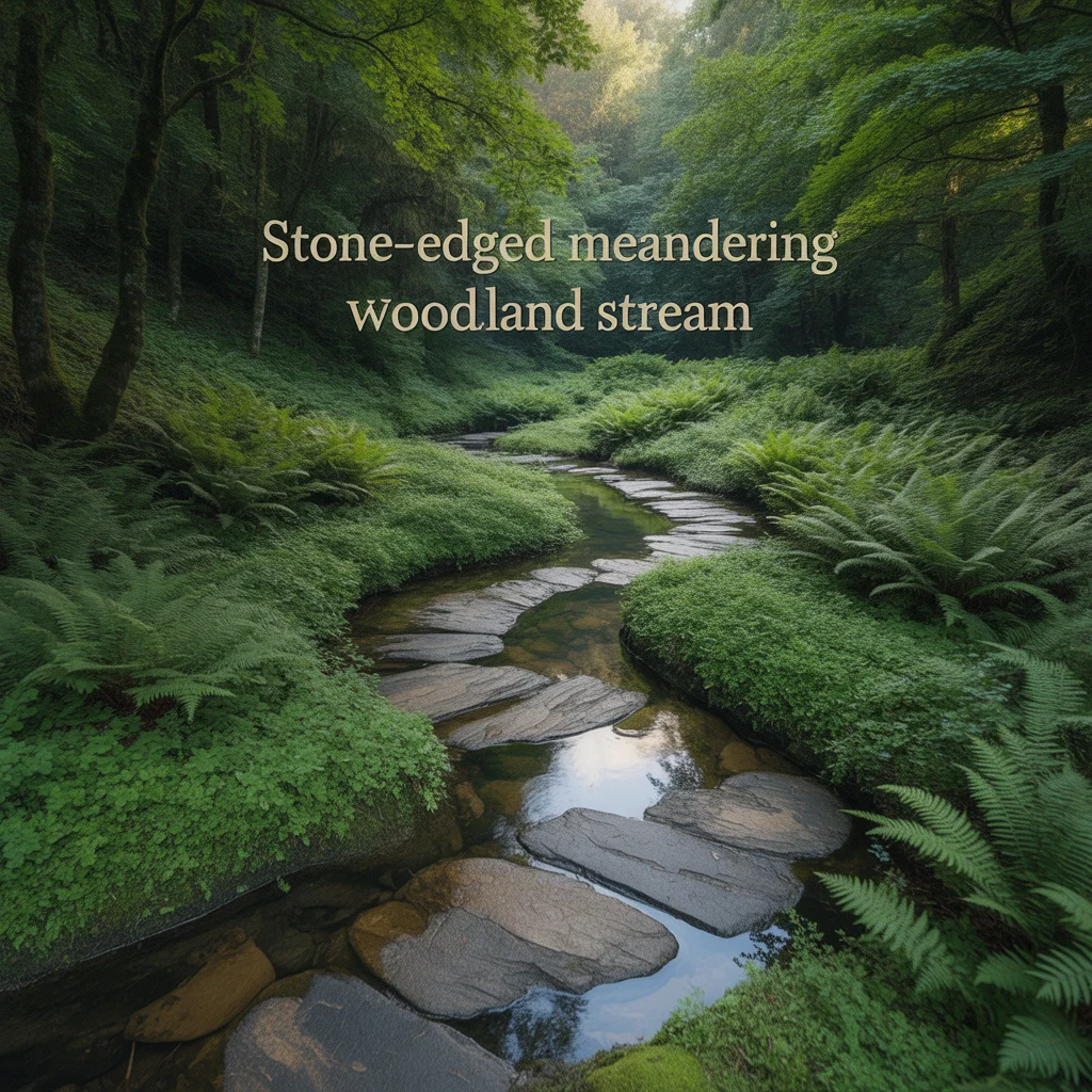 Stone-Edged Meandering Woodland Stream