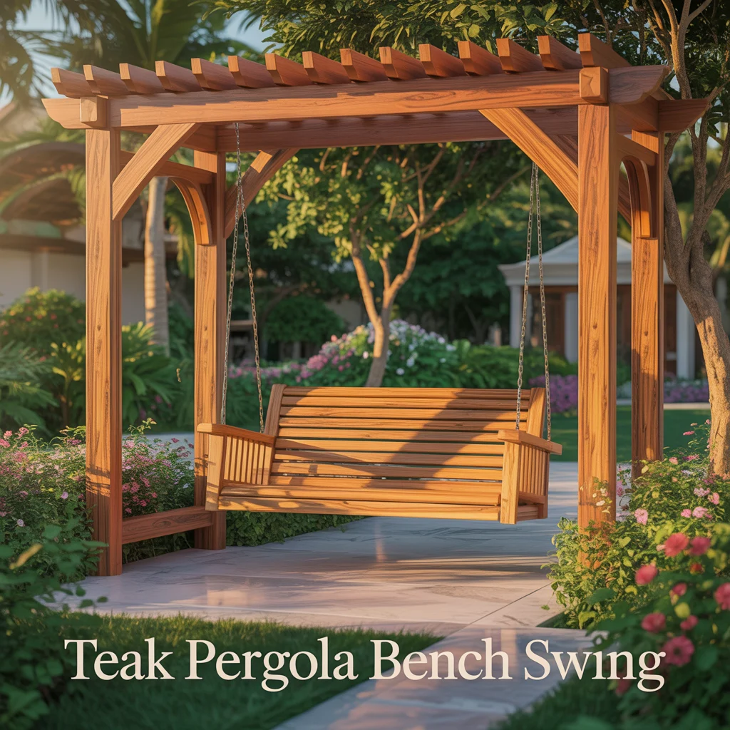 Teak Pergola Bench Swing