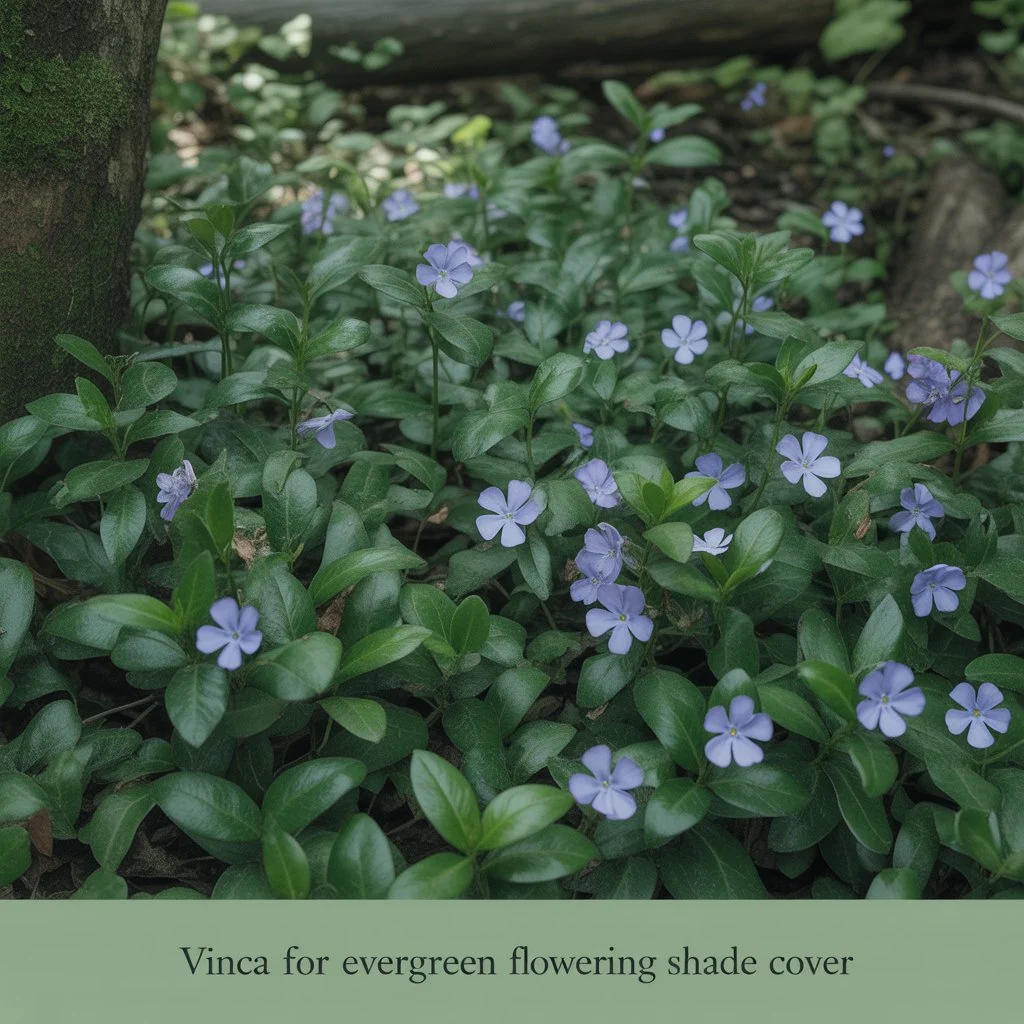 Vinca for Evergreen Flowering Shade Cover