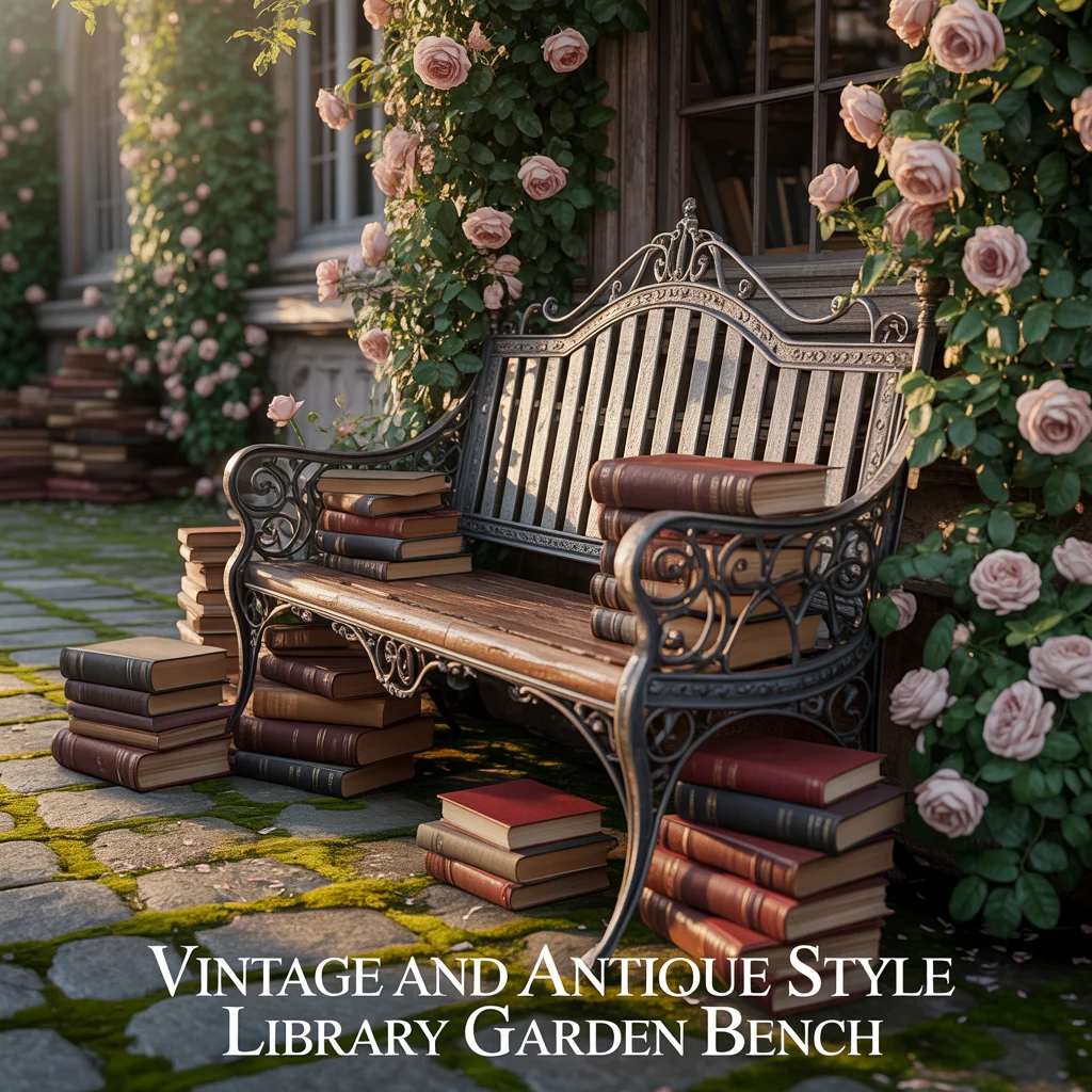 Vintage and Antique Style Library Garden Bench