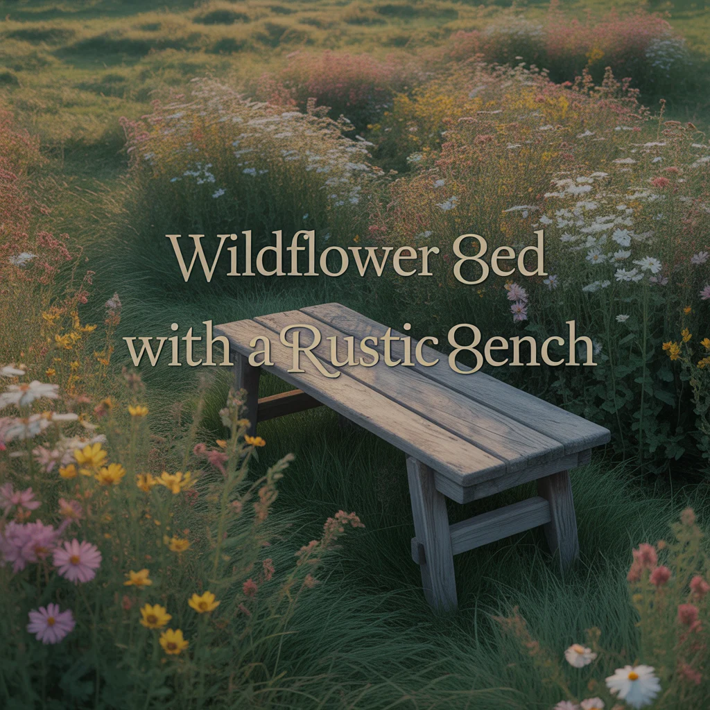 Wildflower Bed With a Rustic Bench