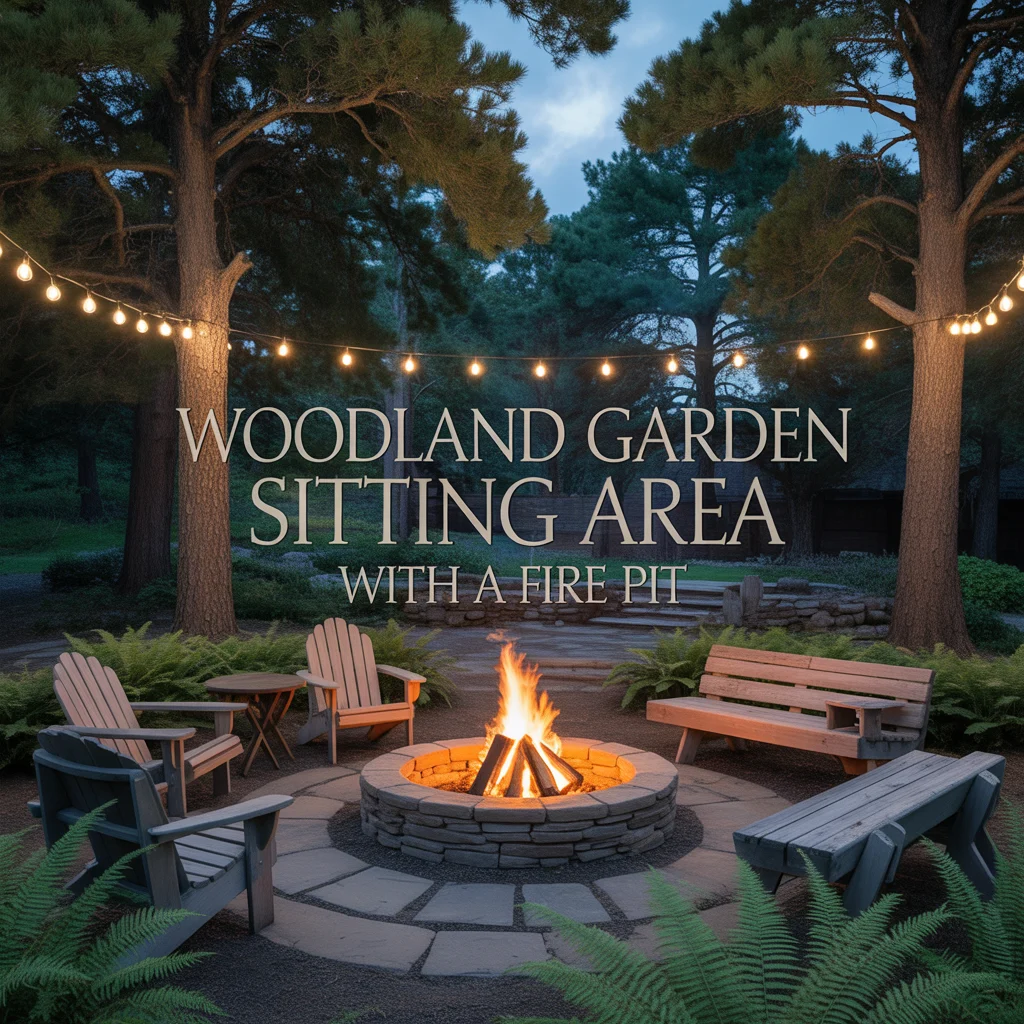 Woodland Garden Sitting Area With a Fire Pit