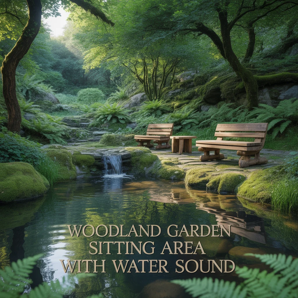 Woodland Garden Sitting Area With Water Sound