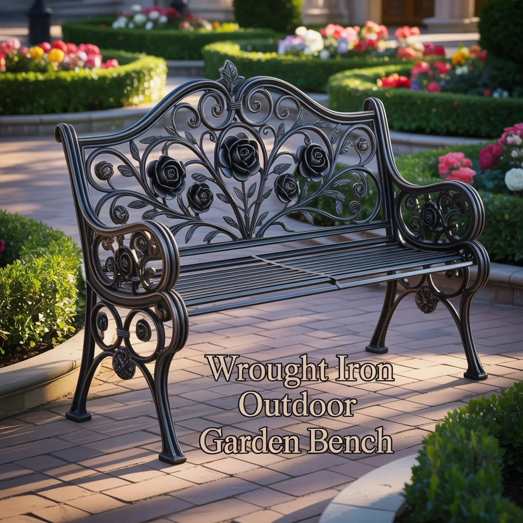 Wrought Iron Outdoor Garden Bench