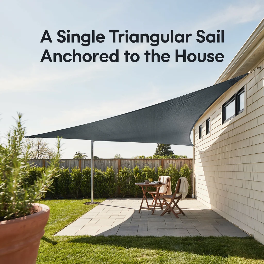 A Single Triangular Sail Anchored to the House