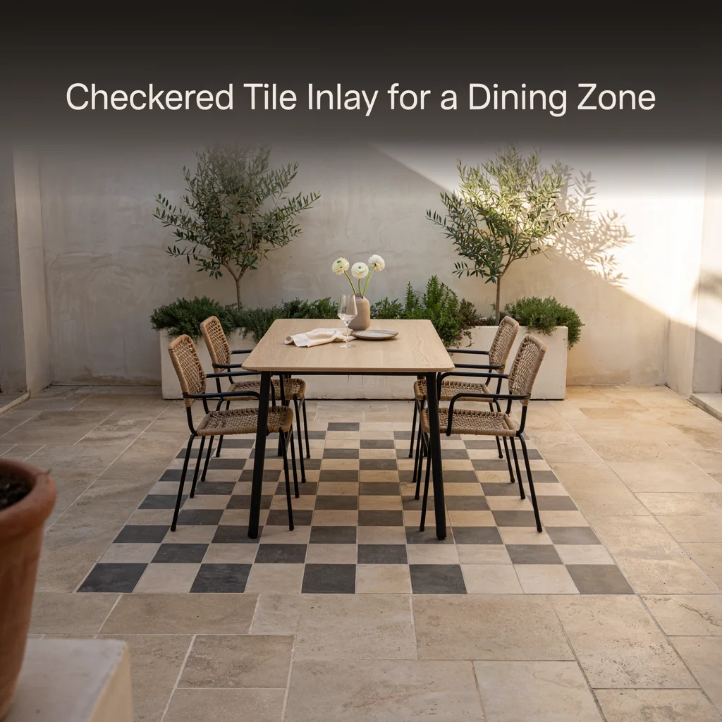 Checkered Tile Inlay for a Dining Zone