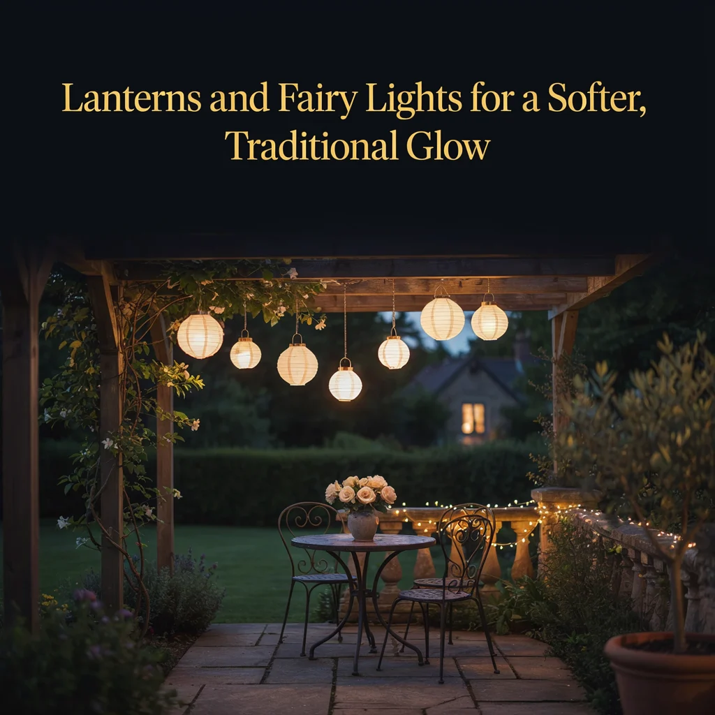 Lanterns and Fairy Lights for a Softer, Traditional Glow