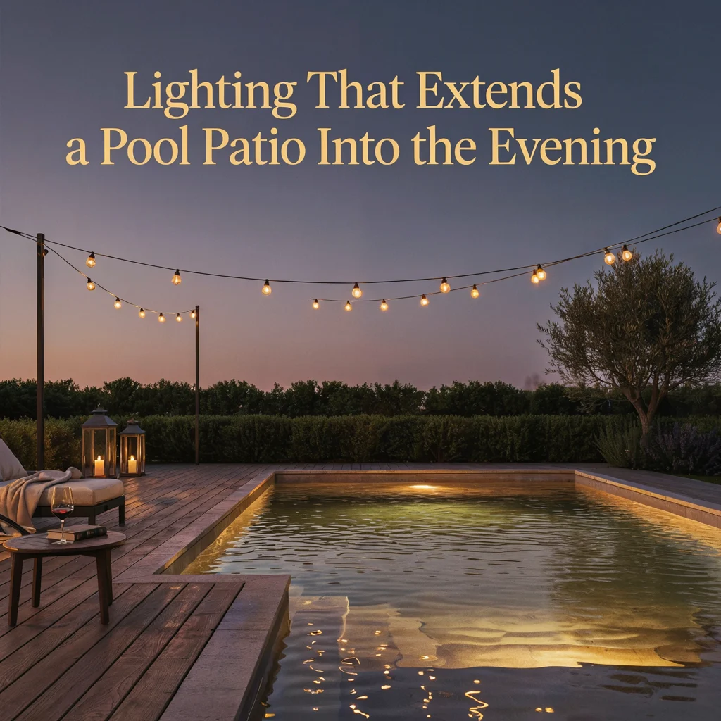 Lighting That Extends a Pool Patio Into the Evening