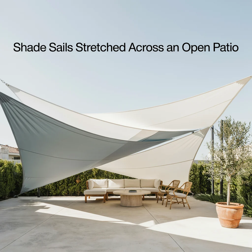 Shade Sails Stretched Across an Open Patio