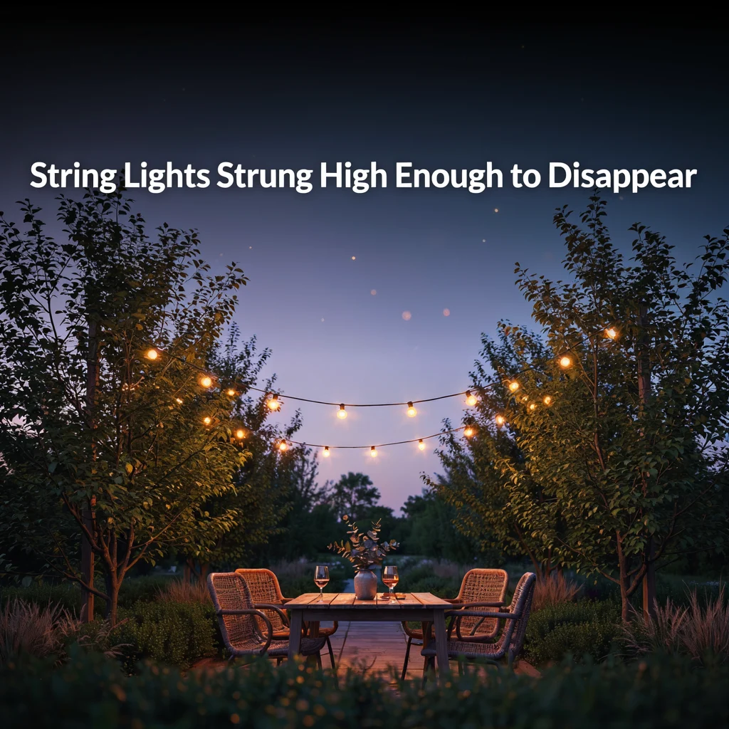String Lights Strung High Enough to Disappear