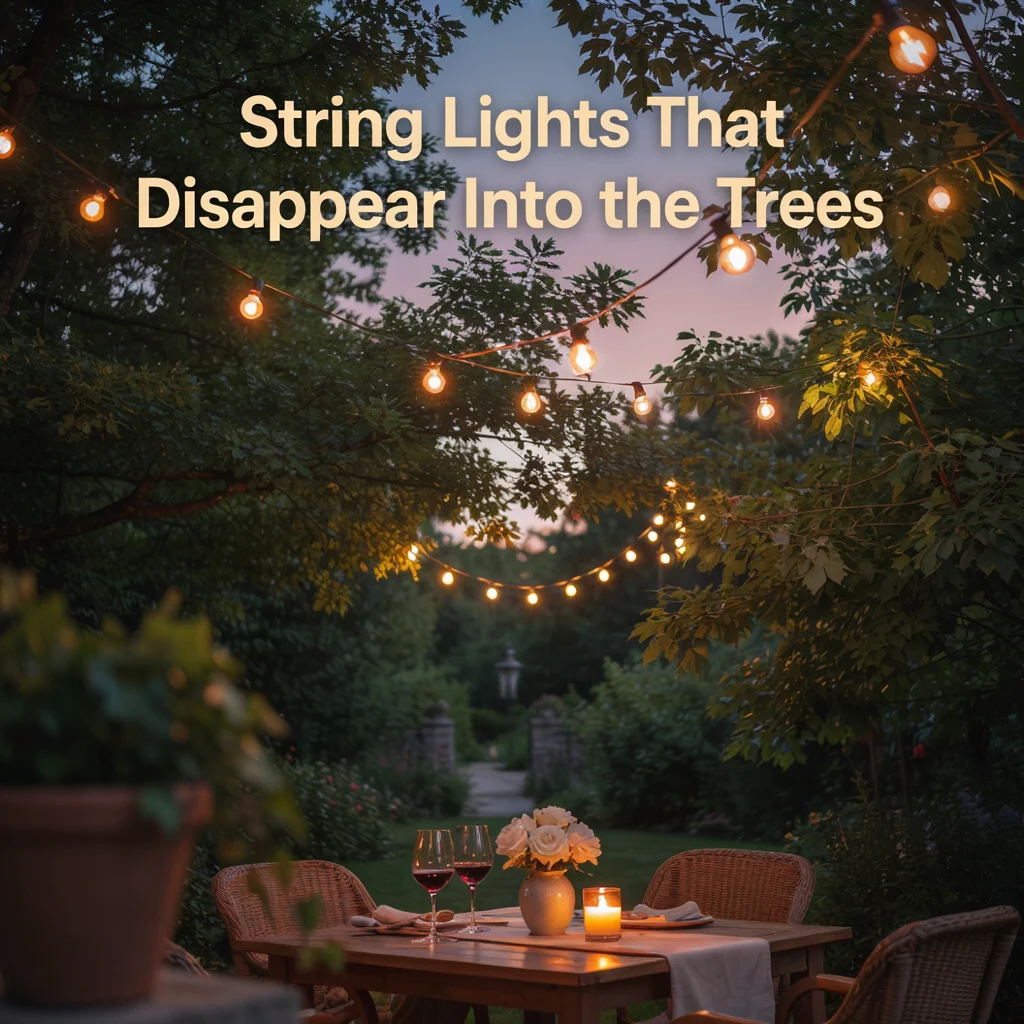 String Lights That Disappear Into the Trees