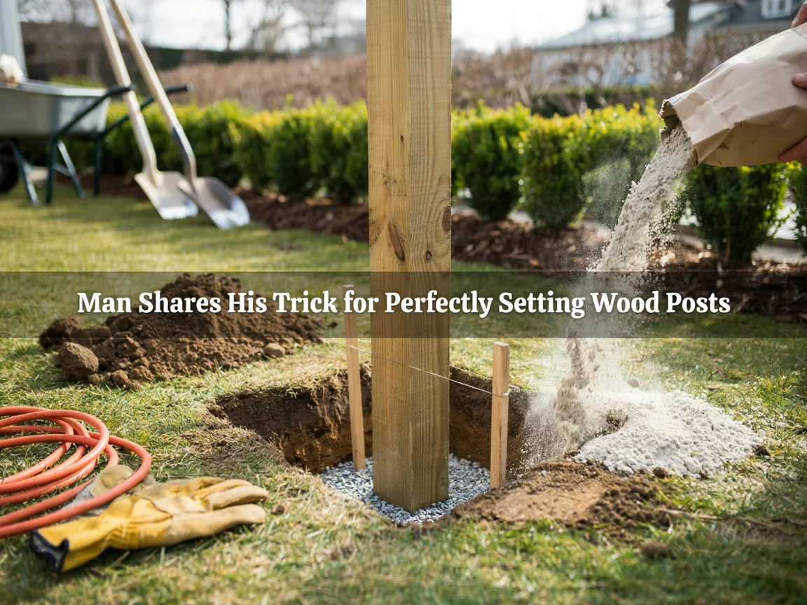 Man Shares His Trick for Perfectly Setting Wood Posts