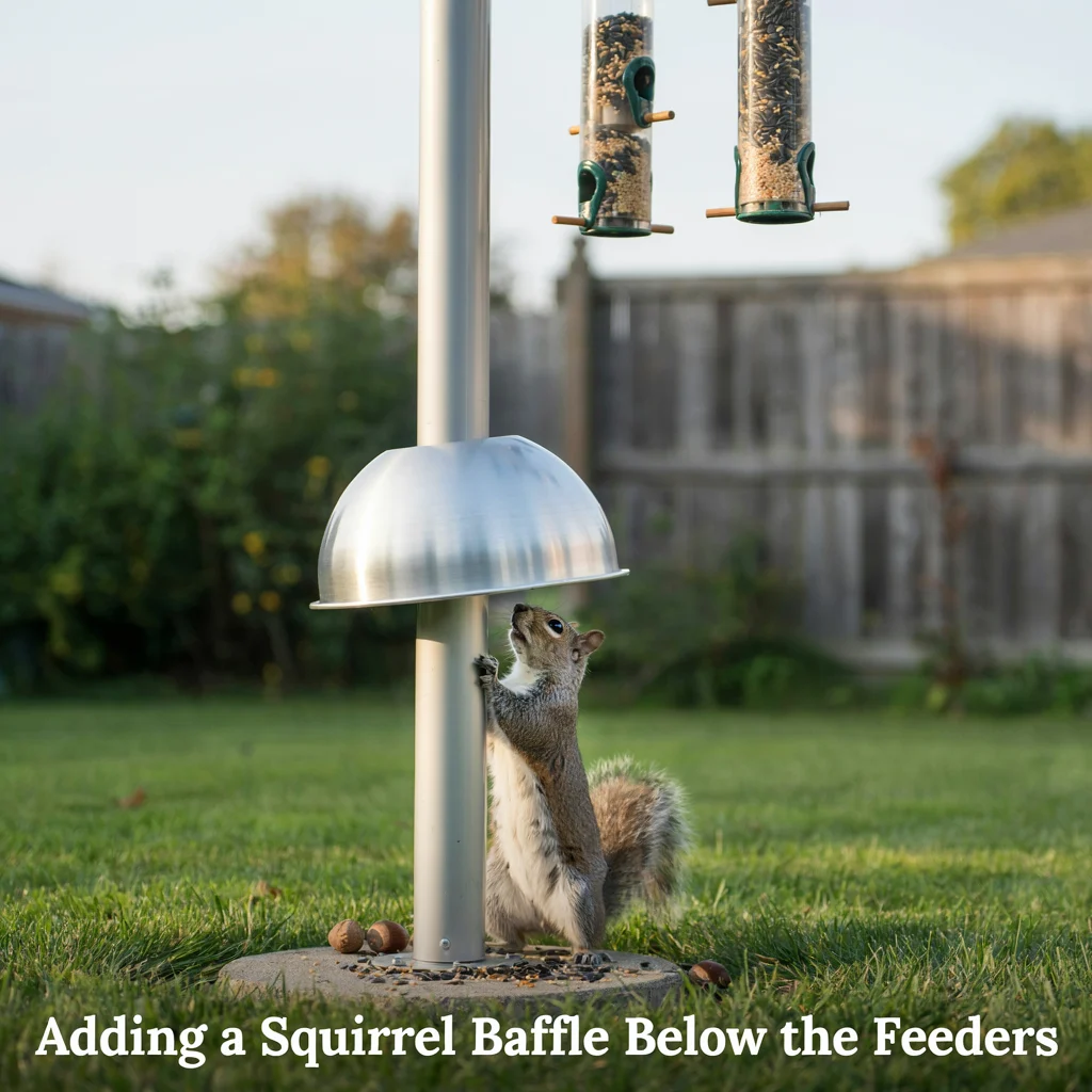Adding a Squirrel Baffle Below the Feeders