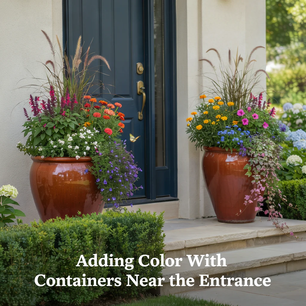 Adding Color With Containers Near the Entrance