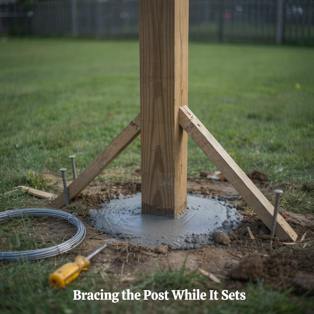 Bracing the Post While It Sets