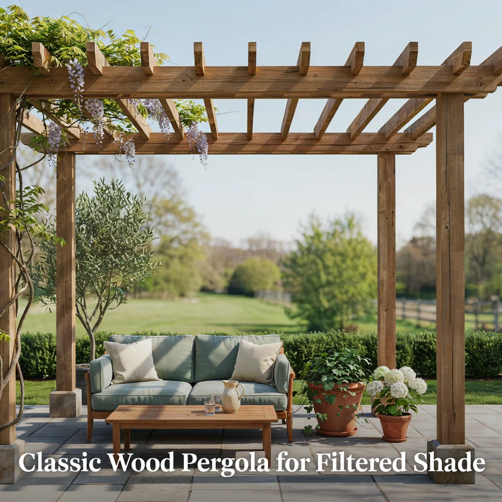 Classic Wood Pergola for Filtered Shade