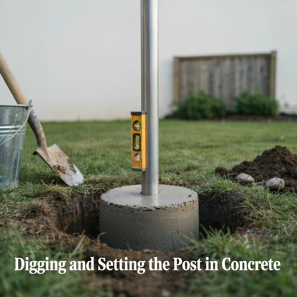 Digging and Setting the Post in Concrete