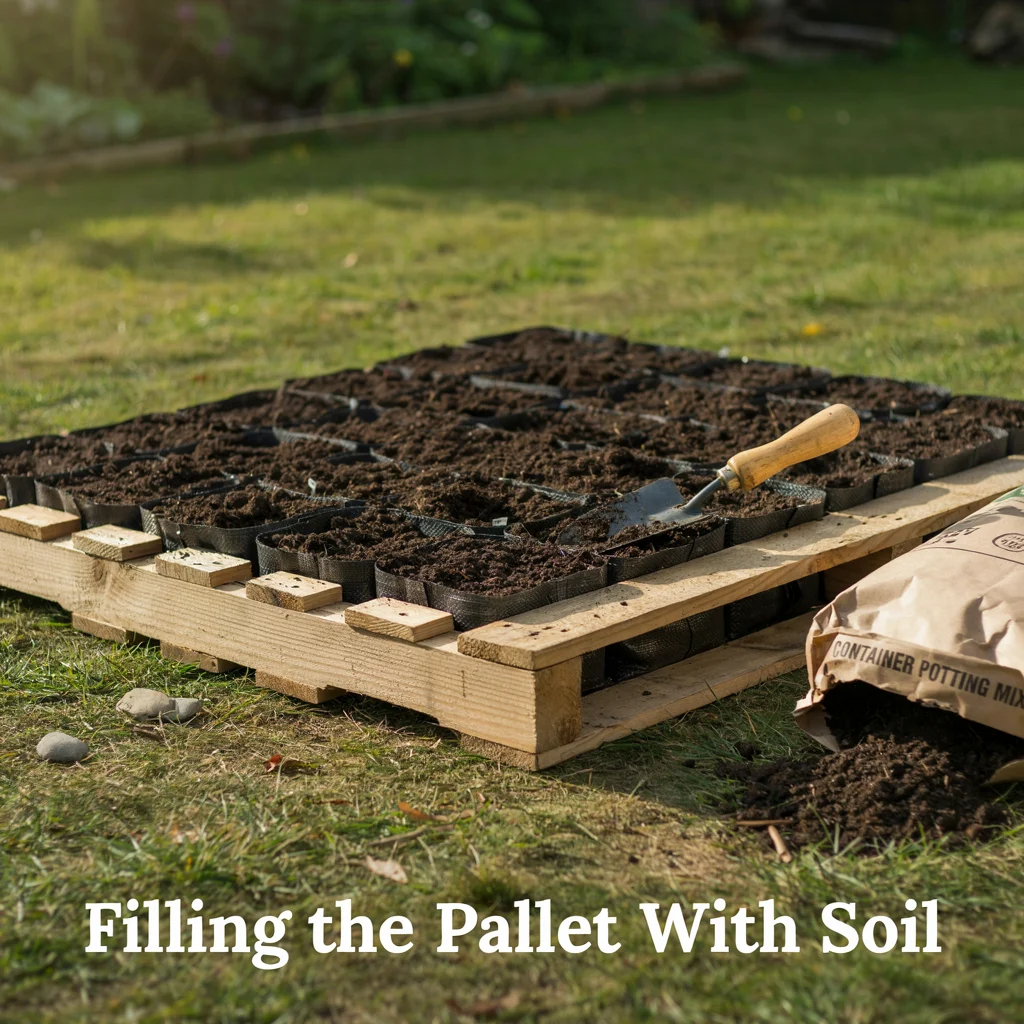 Filling the Pallet With Soil