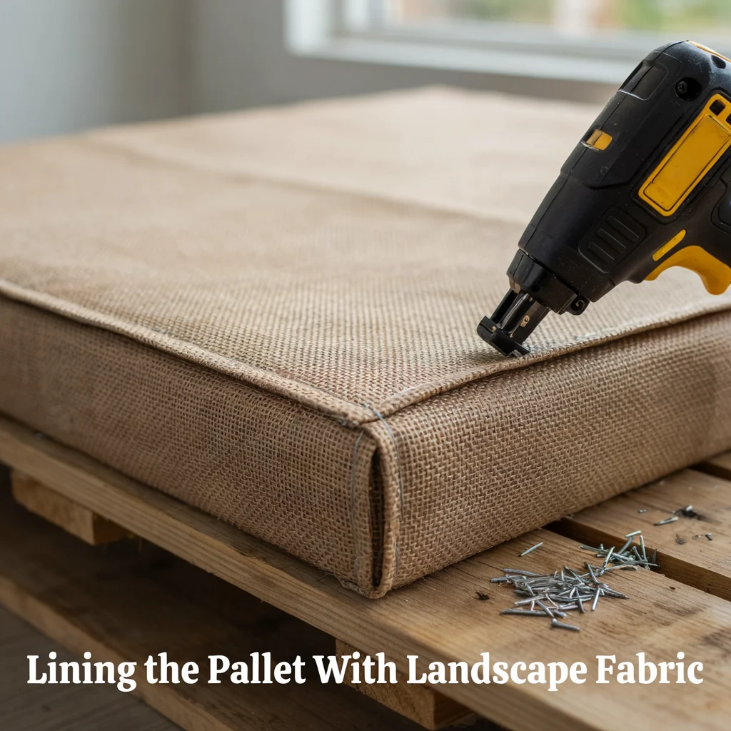 Lining the Pallet With Landscape Fabric