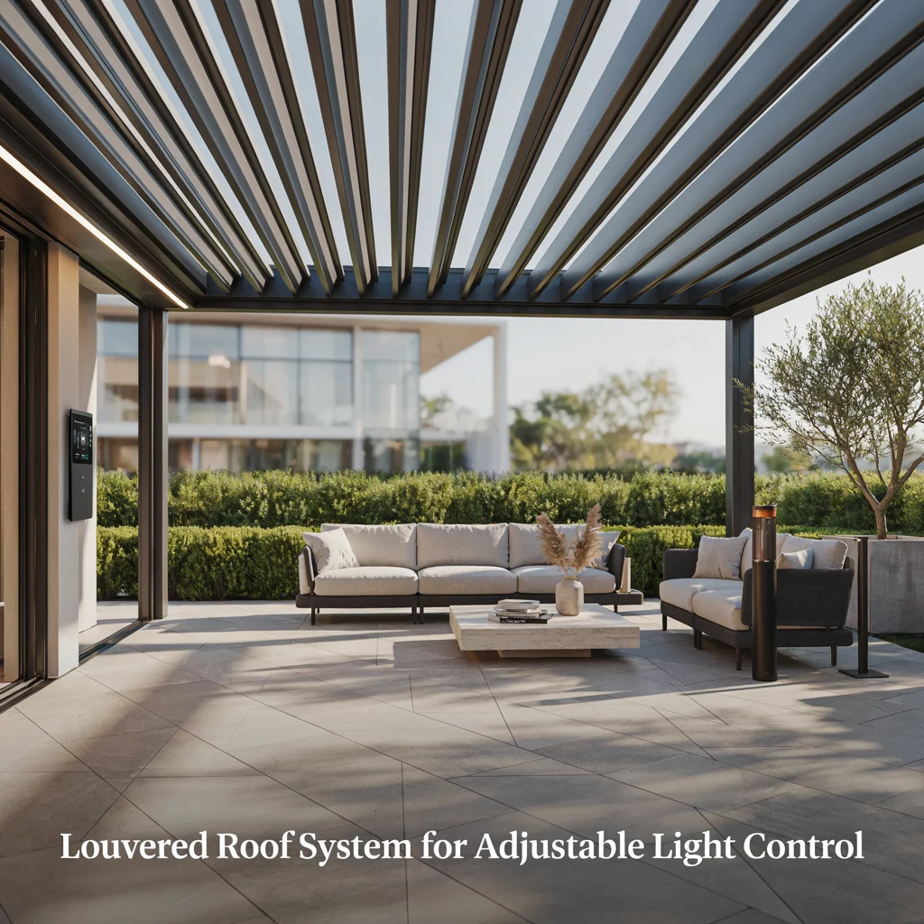 Louvered Roof System for Adjustable Light Control