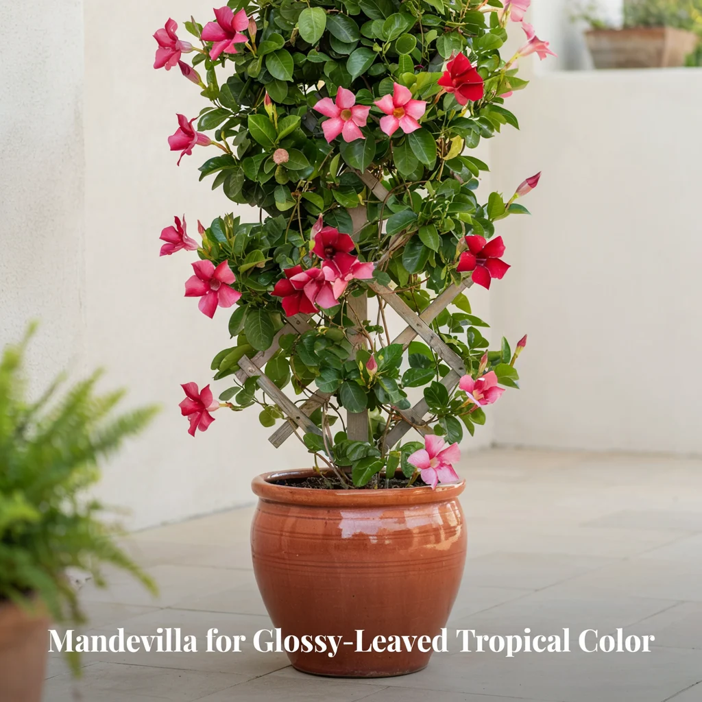 Mandevilla for Glossy-Leaved Tropical Color