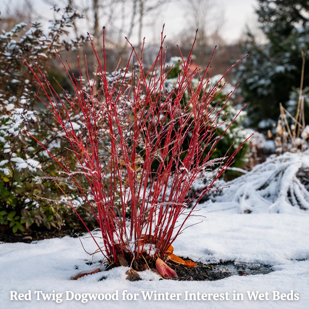 Red Twig Dogwood for Winter Interest in Wet Beds