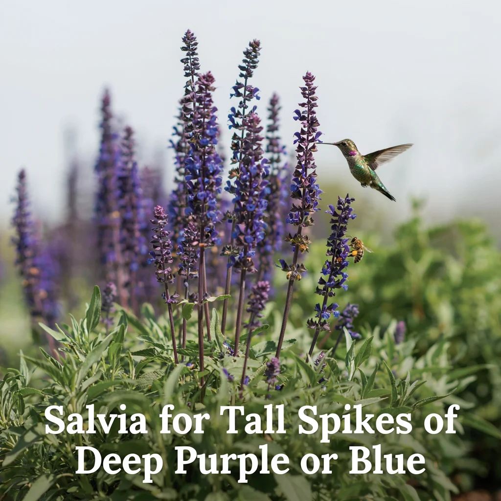 Salvia for Tall Spikes of Deep Purple or Blue