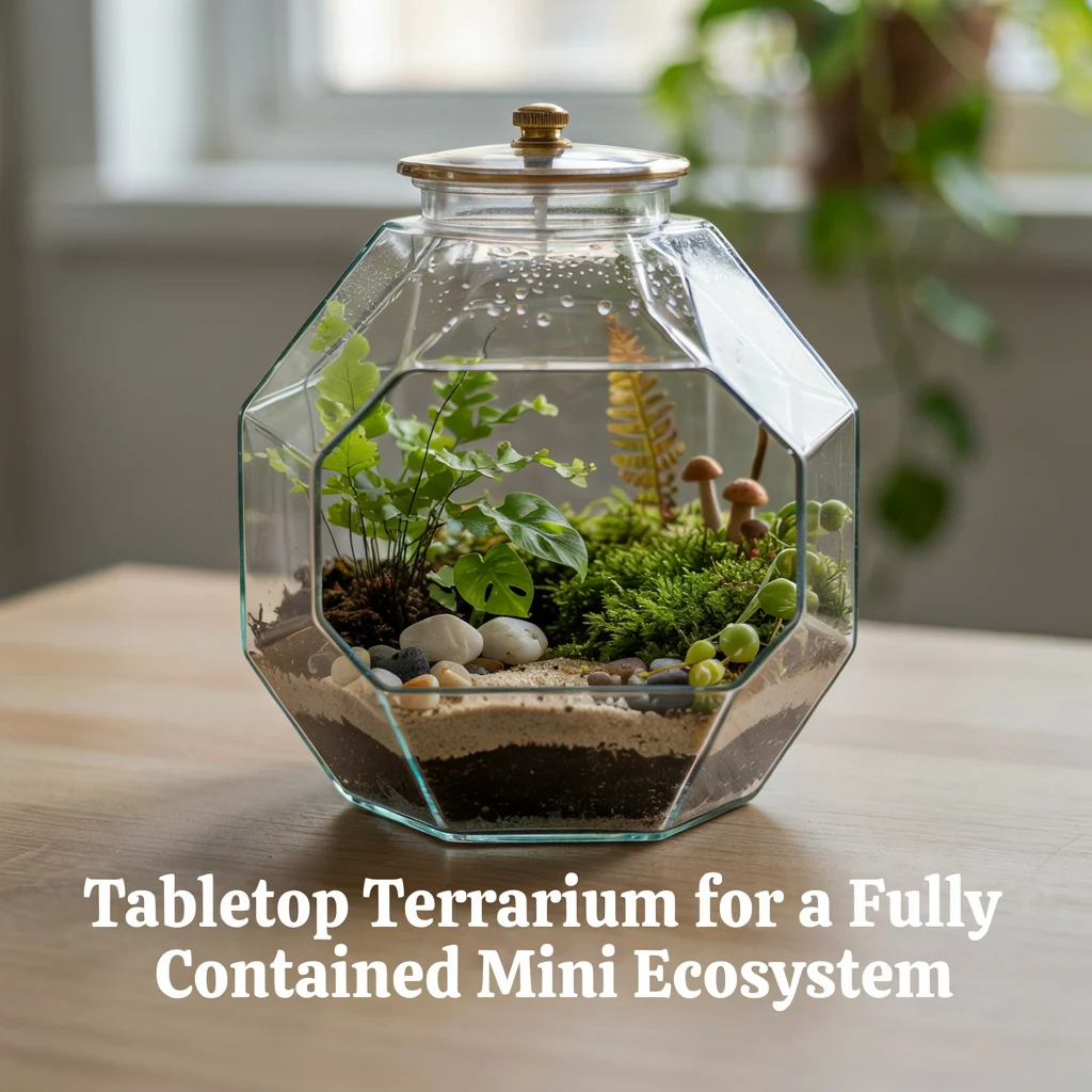 Tabletop Terrarium for a Fully Contained Mini Ecosystem