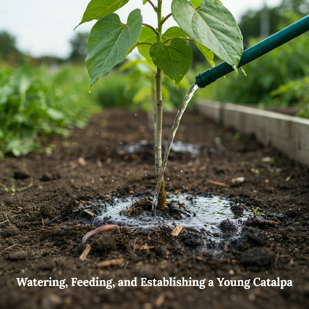 Watering, Feeding, and Establishing a Young Catalpa