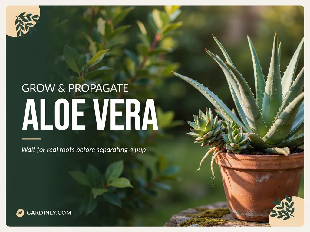 A healthy aloe vera plant with several pups ready for propagation and separation