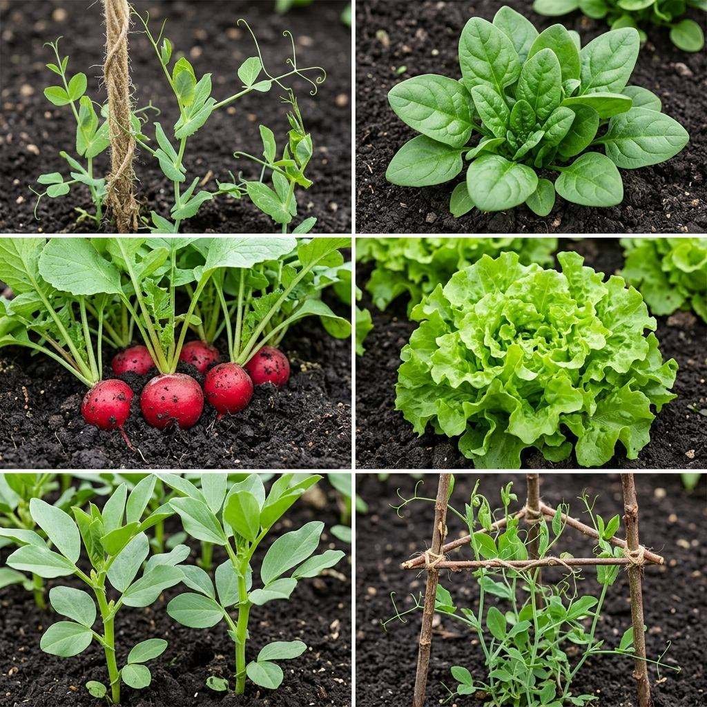 Comparison of cold-hardy seed options including peas, spinach, radish and lettuce