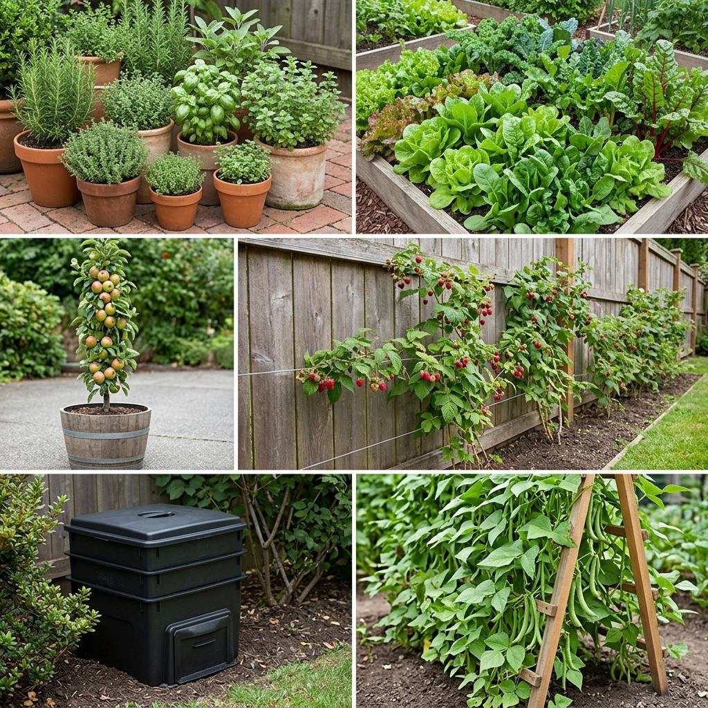 Comparison of crop categories ranked by yield and space efficiency in a small plot