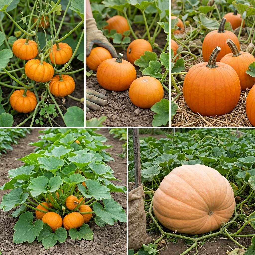 Comparison of pumpkin variety categories from miniature to giant types