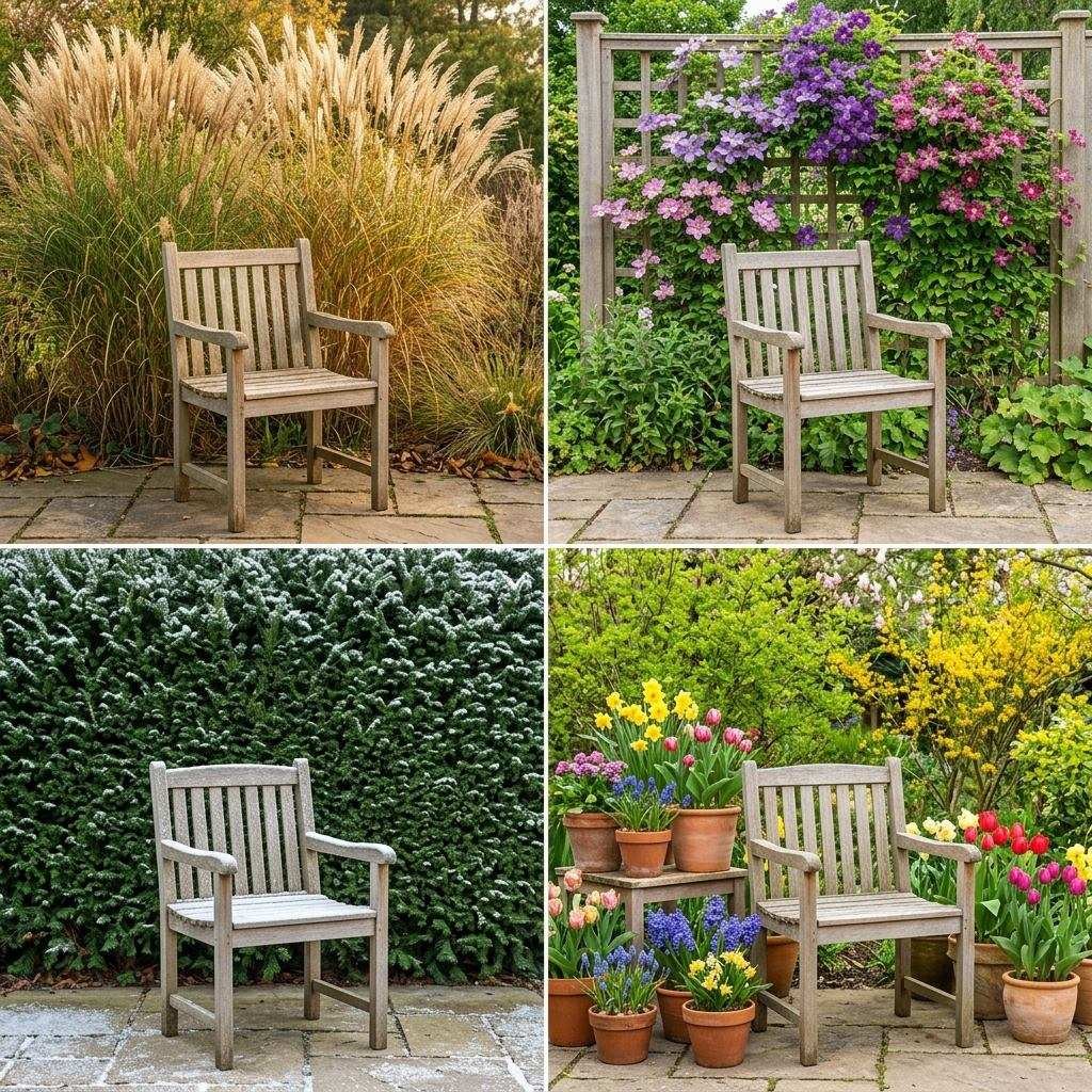 Comparison of seasonal garden backdrop options across spring, summer and autumn