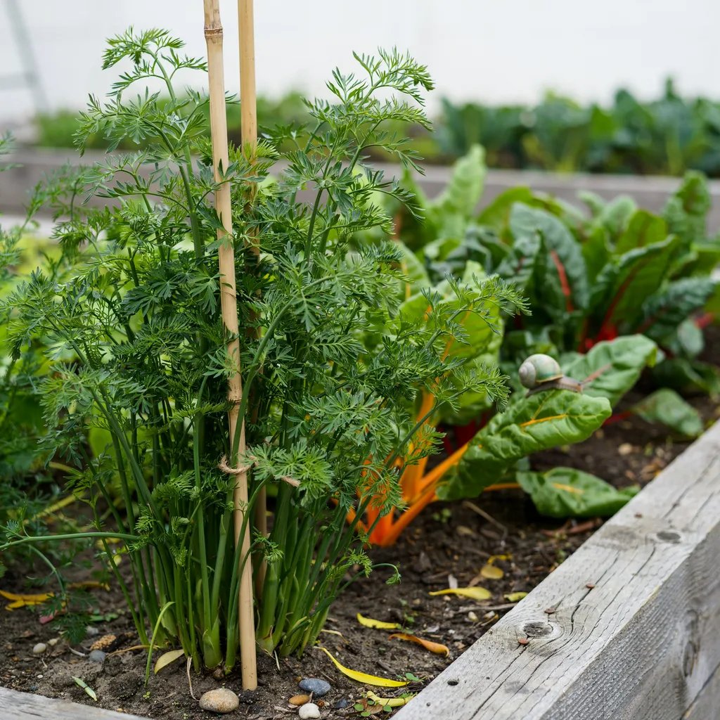Asparagus plants grown into tall, feathery fern-like foliage in their first growing season