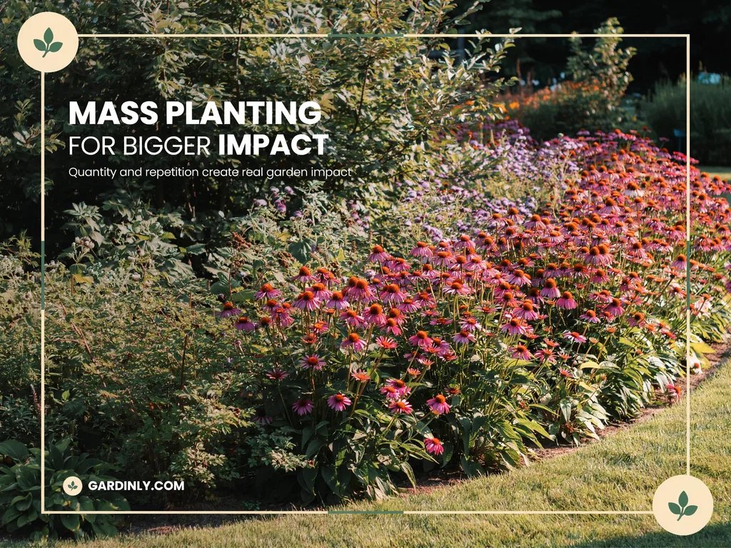 A striking mass planting of a single perennial species creating dramatic garden impact