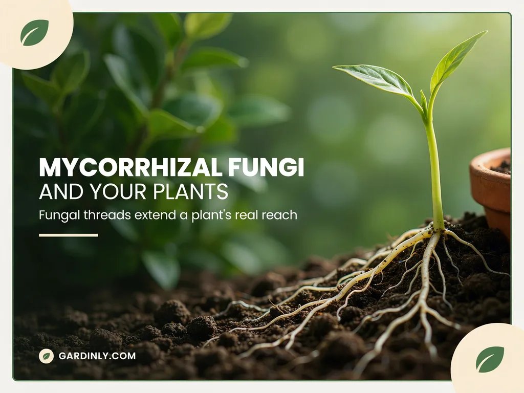 A microscopic view of mycorrhizal fungi threads connecting to plant root structures