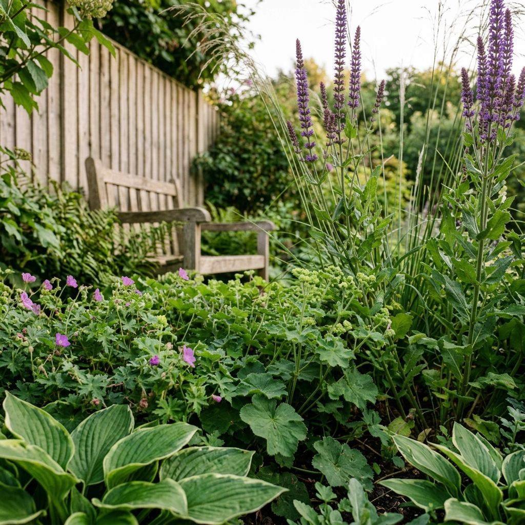 Photographing a garden bed from a low angle to add height and hide background clutter