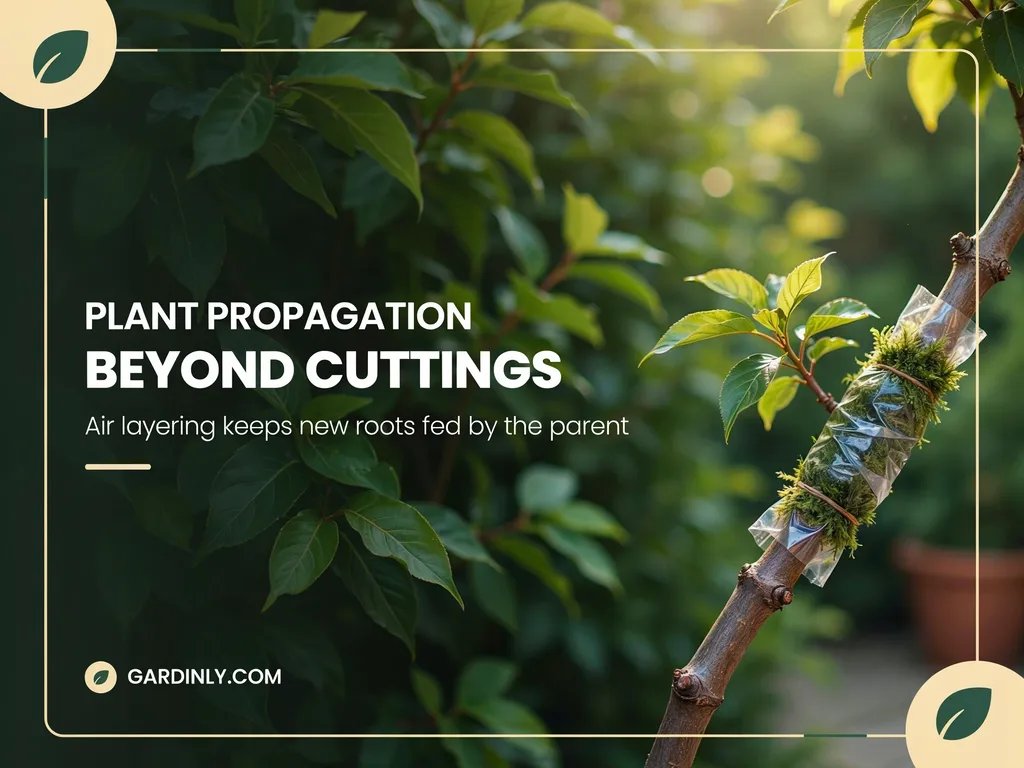 Air layering technique being used to propagate a new plant while still attached to the parent