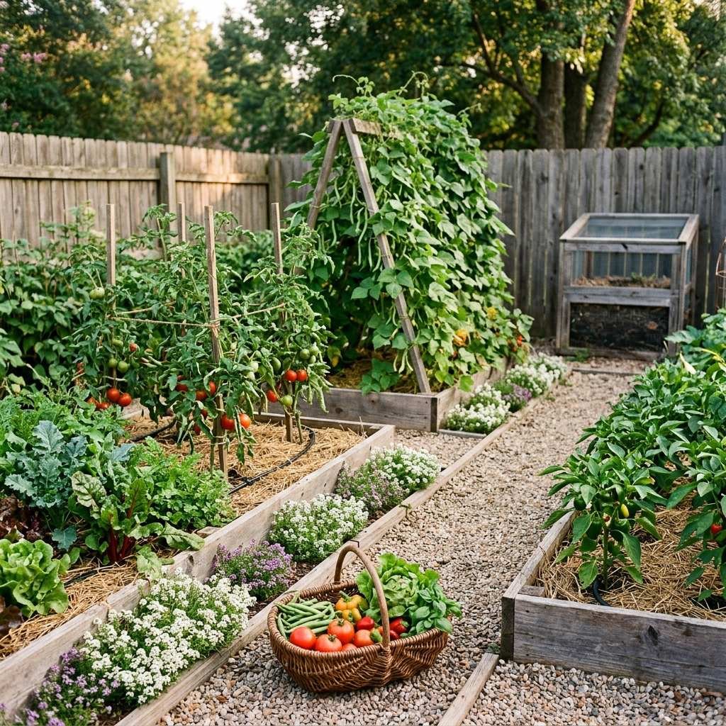 Harvesting from a densely interplanted bed kept productive through succession sowing