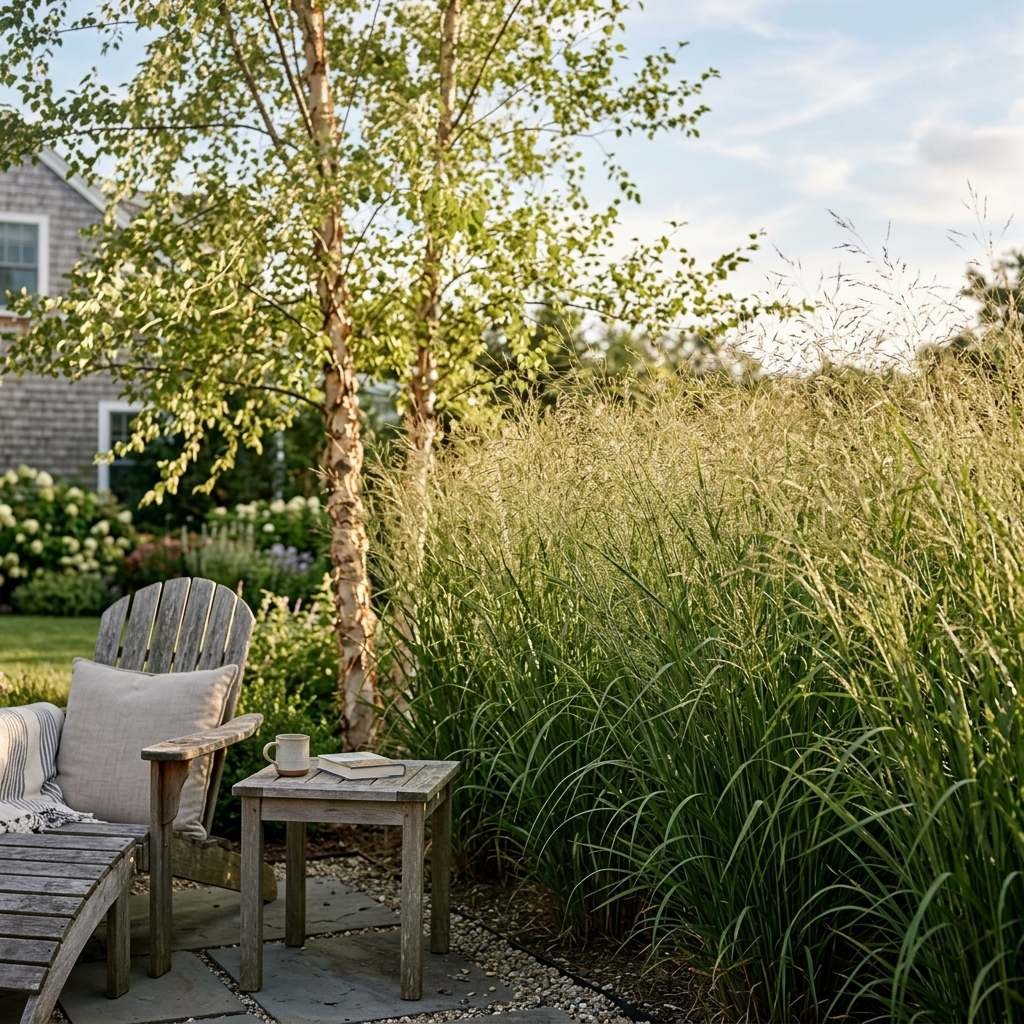 Switchgrass catching the wind to add sound and movement to a garden background