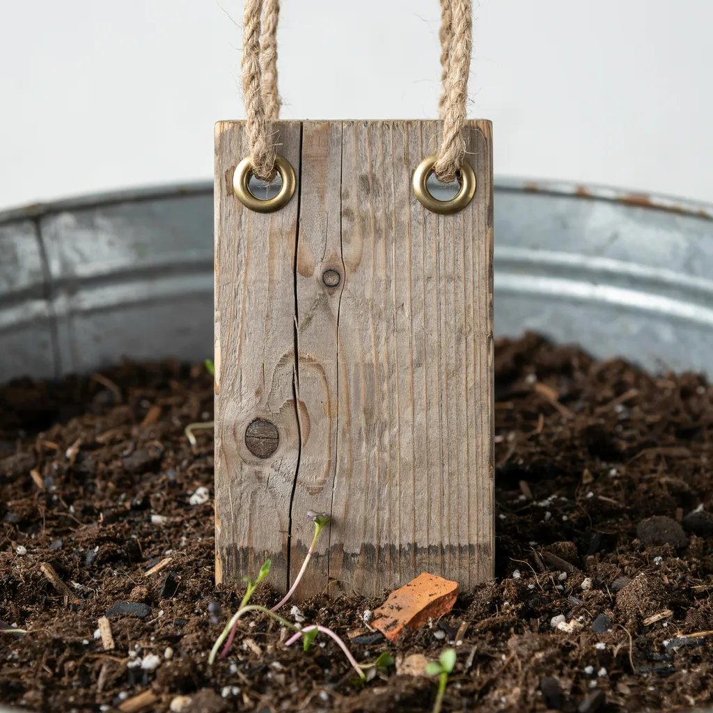 Close-up of a center wooden partition inside a garden tote supporting the carrying handle